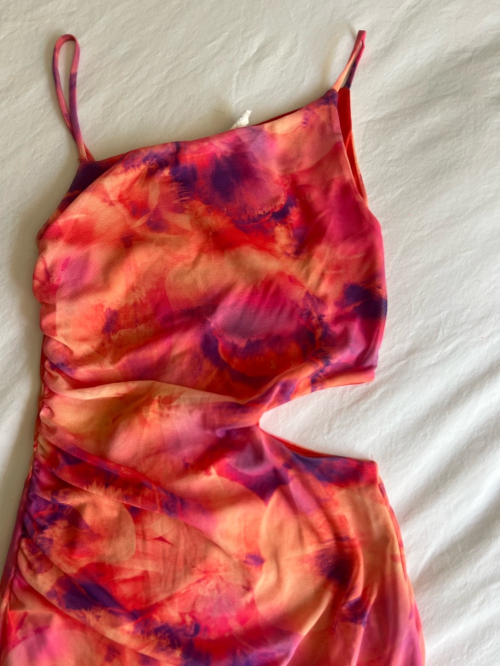 Pink & Orange Mesh Floral Slip Dress